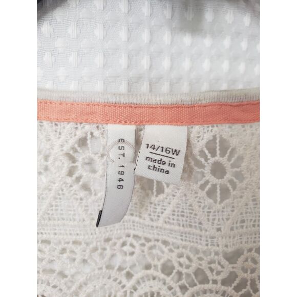 Womens Size 14/16W Top with Owl Embellishment Crochet Lace on Back Summer Plus - Picture 4 of 7